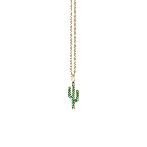 Gold & Emerald Cactus Charm