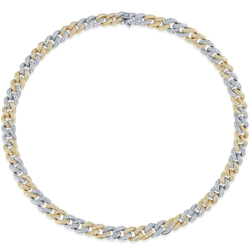 Two-Tone Gold & Small Diamond Link Necklace