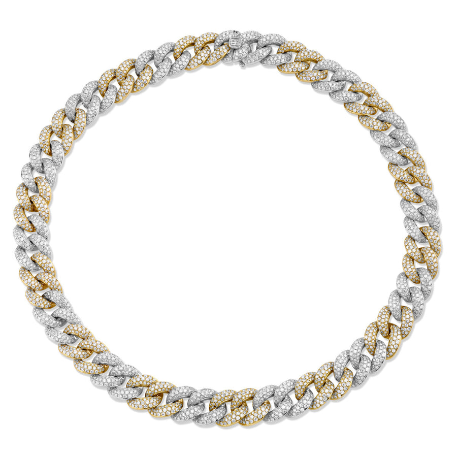 Men's Collection Two-Tone Gold & Pavé Diamond Link Necklace - Sydney Evan Fine Jewelry