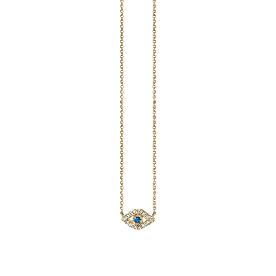 Gold & Diamond Mini Bezel Evil Eye Necklace - Sydney Evan Fine Jewelry