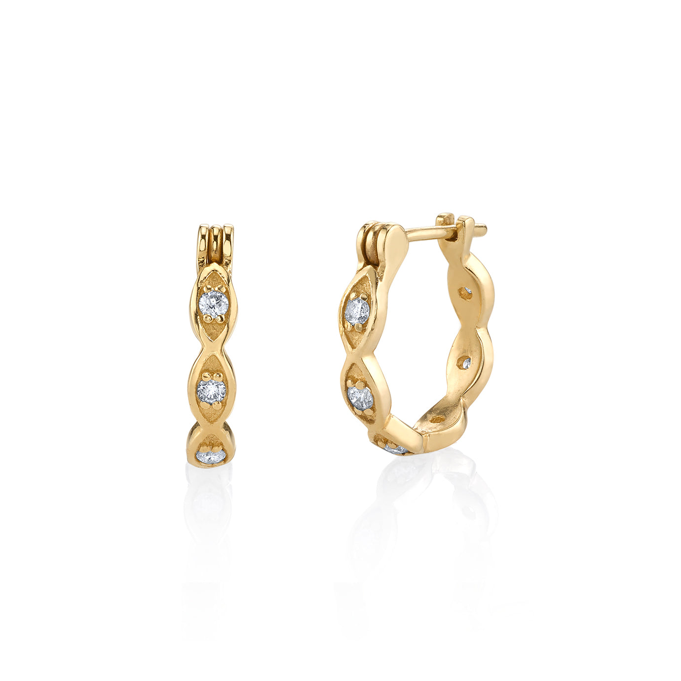 & Diamond Multi Marquise Eye Hoops