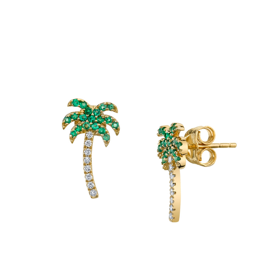 Gold Diamond & Emerald Palm Tree Stud - Sydney Evan Fine Jewelry