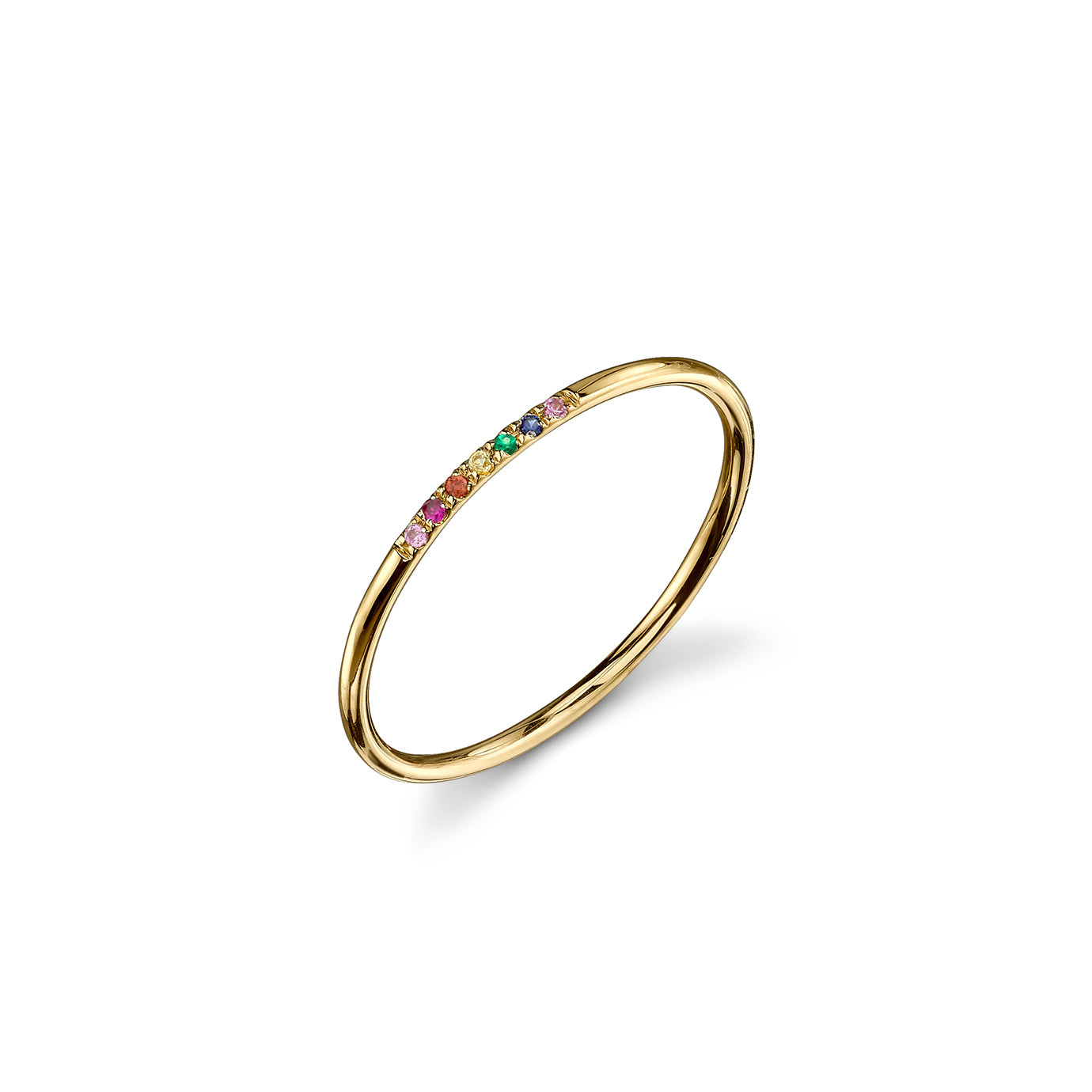 & Rainbow 7 Stone Ring