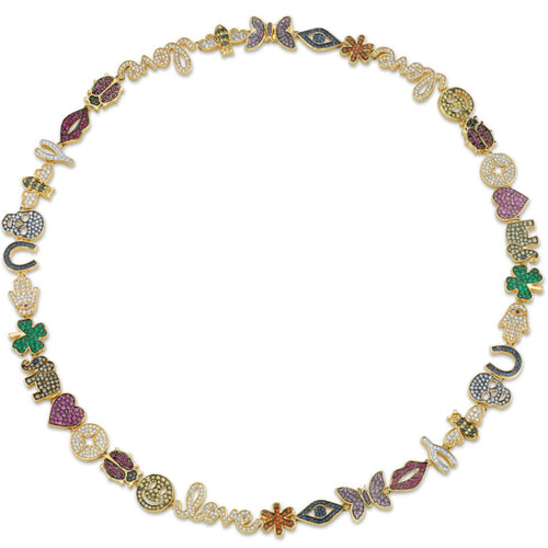 Gold & Diamond Rainbow Anniversary Multi-Icon Eternity Necklace