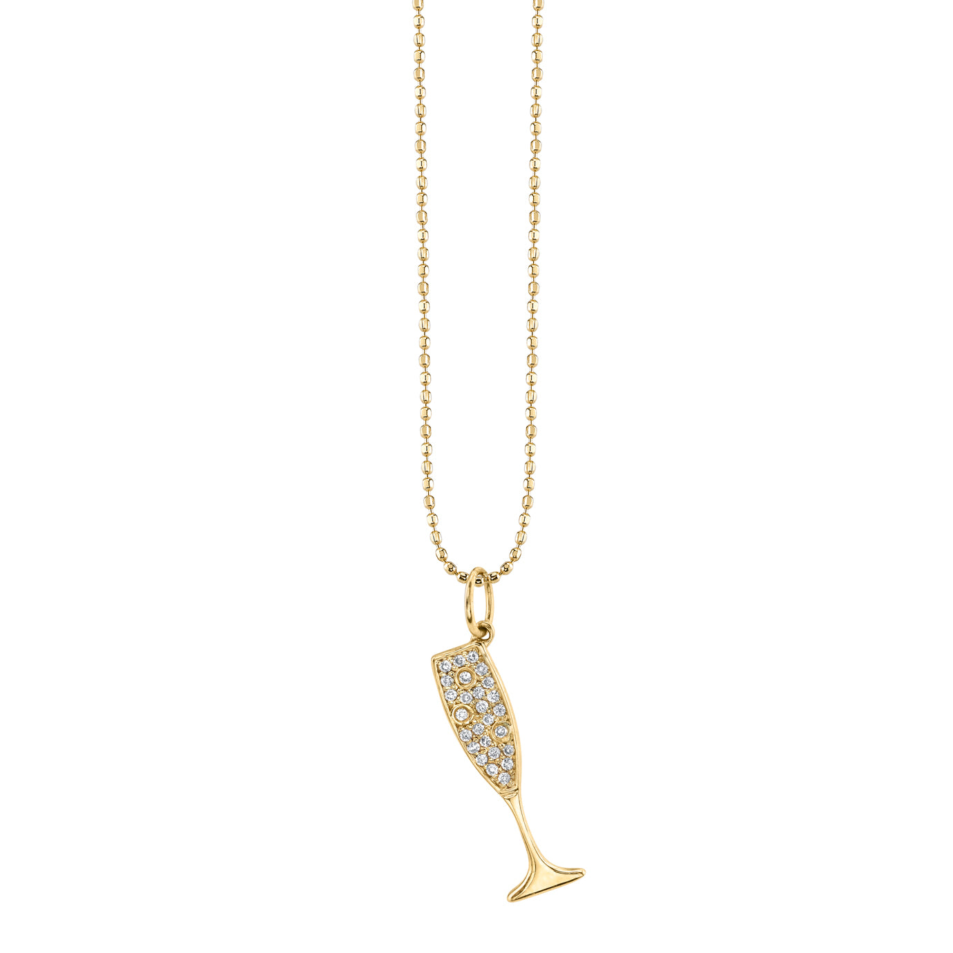 & Diamond Champagne Glass Charm