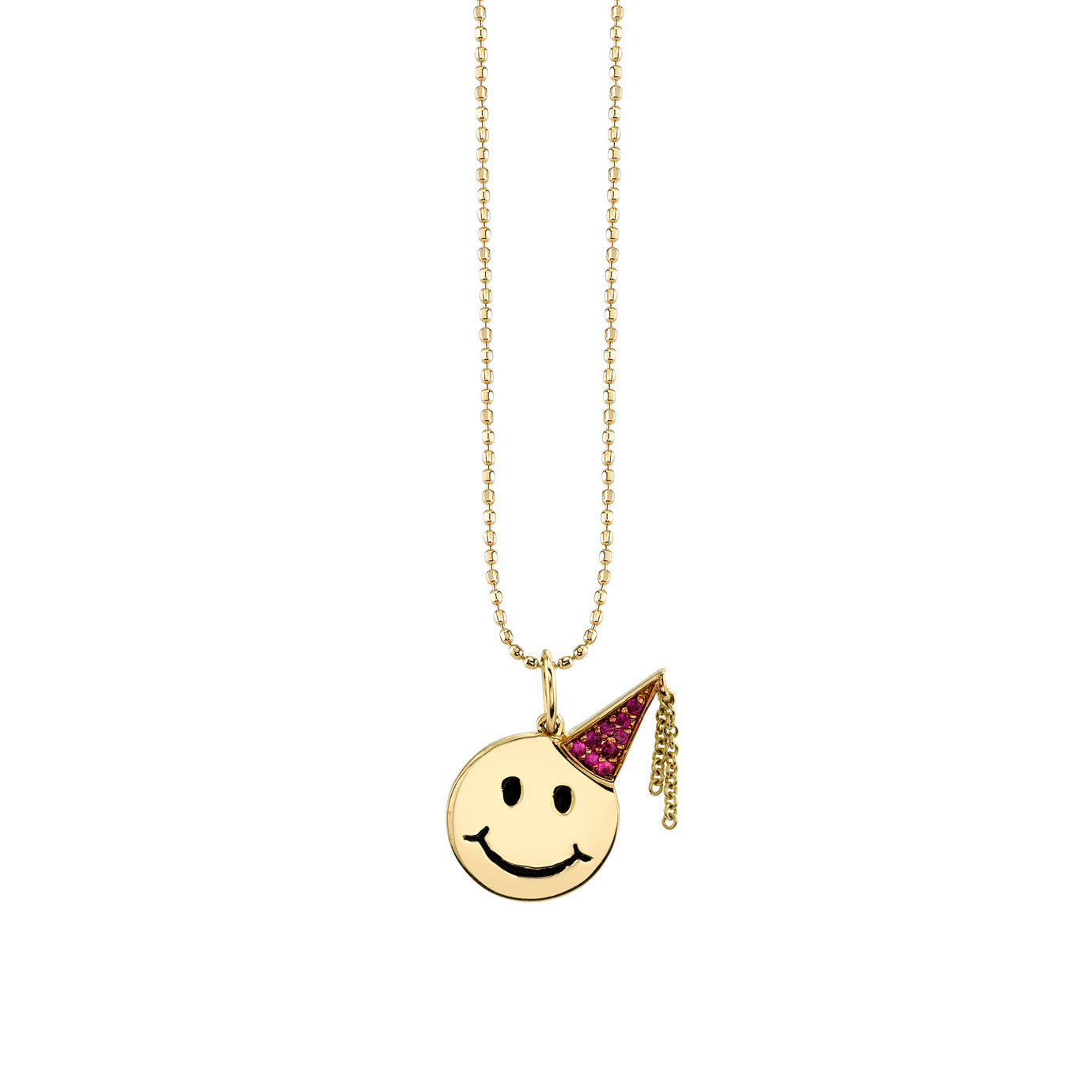 & Ruby Party Hat Happy Face Charm