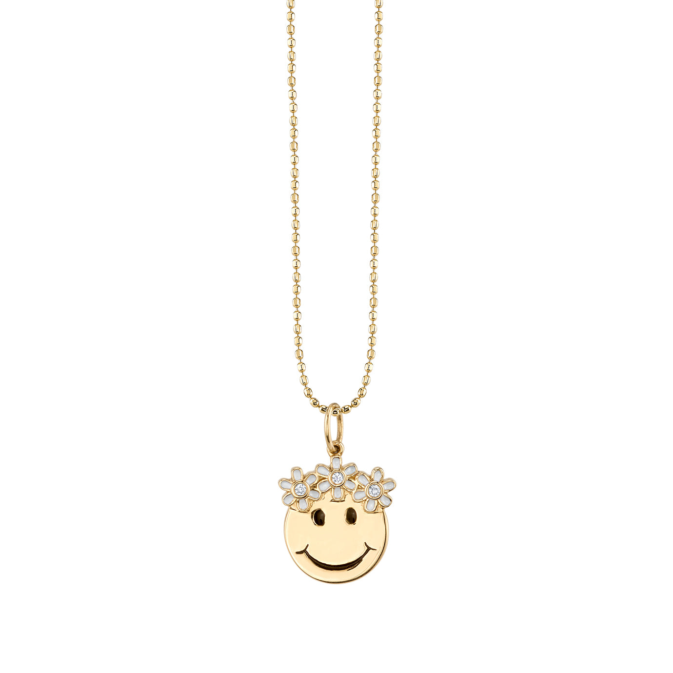 & Diamond Flower Power Happy Face Charm