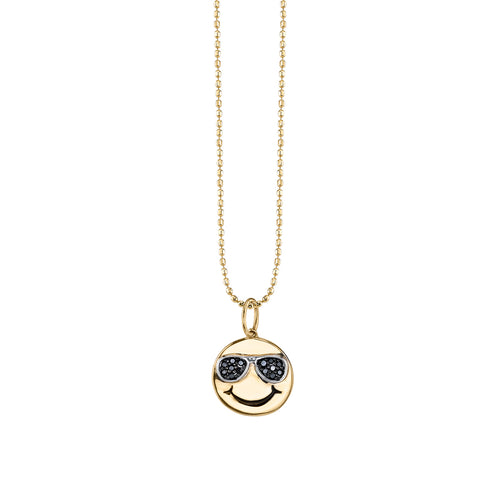 Gold & Black Diamond Sunglasses Happy Face Charm