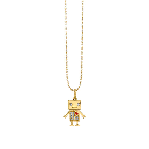 Gold & Diamond Robot Charm
