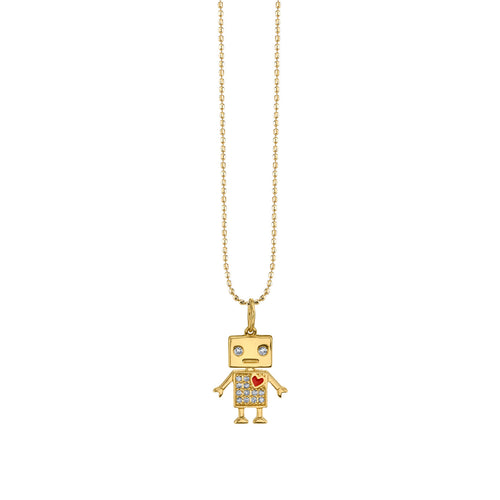 Kids Collection Gold & Diamond Robot Necklace
