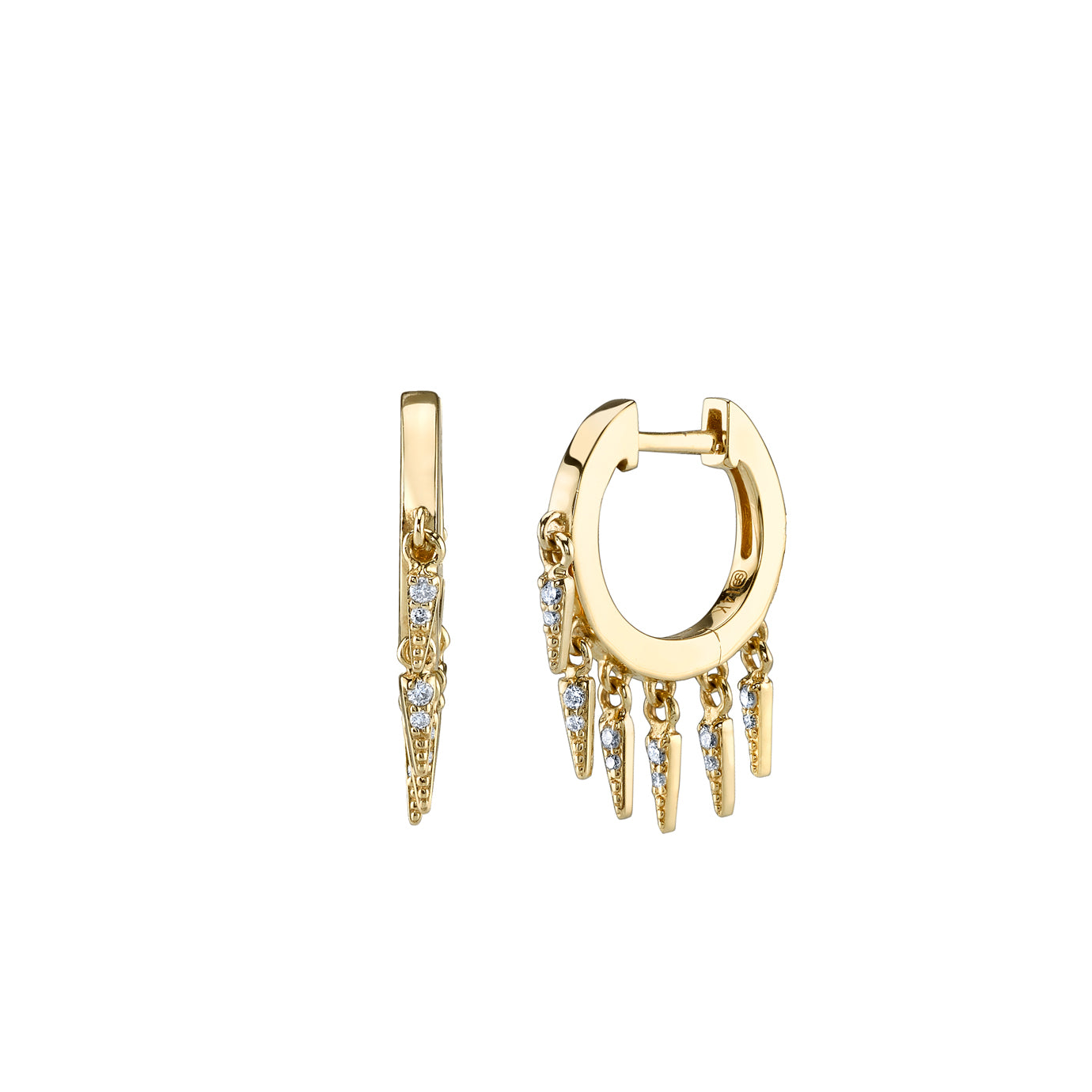 & Diamond Small Fringe Huggie Hoops