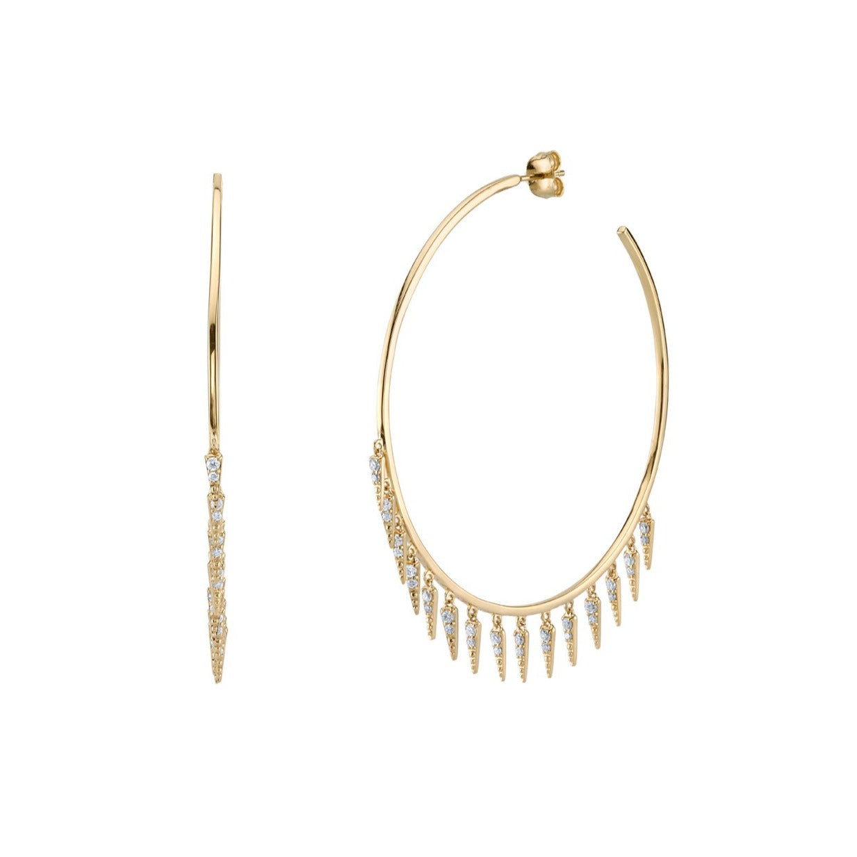 & Diamond Fringe Large Hoops