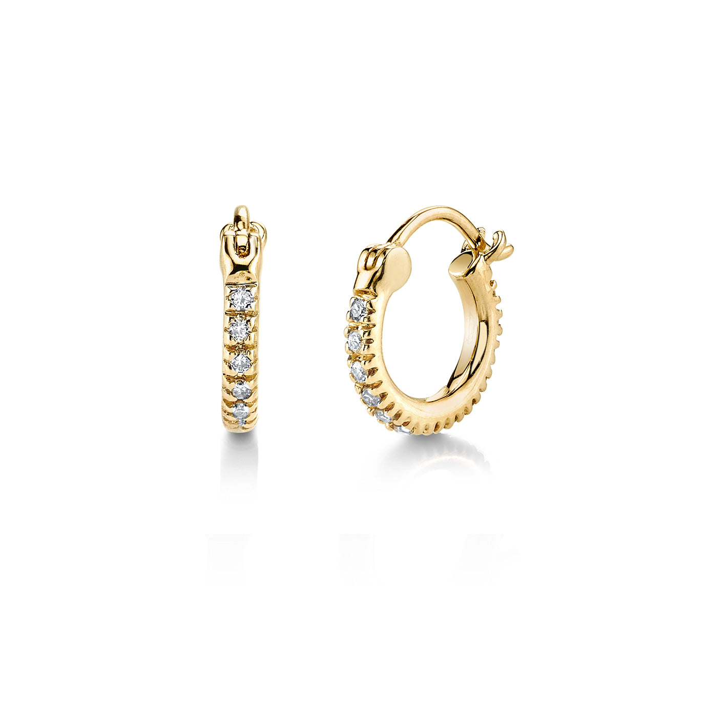 & Diamond Mini Huggie Hoops